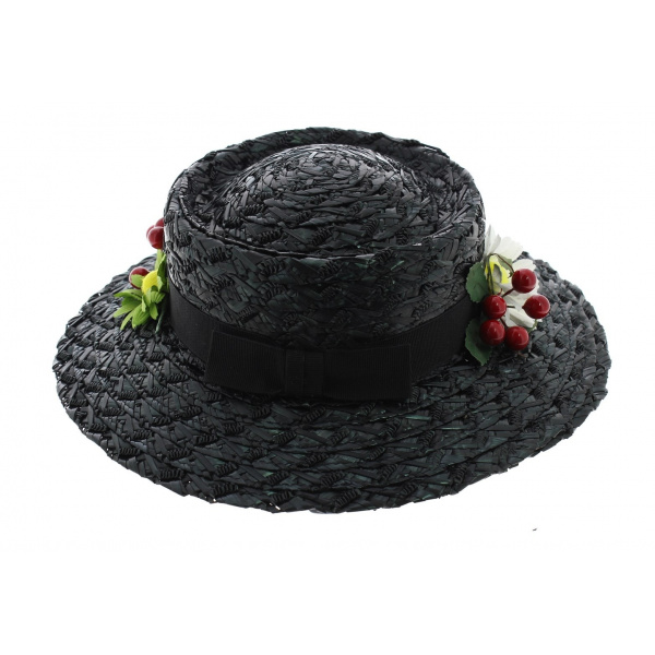 Chapeau Mary Poppins Paille Synthétique Noir - Traclet