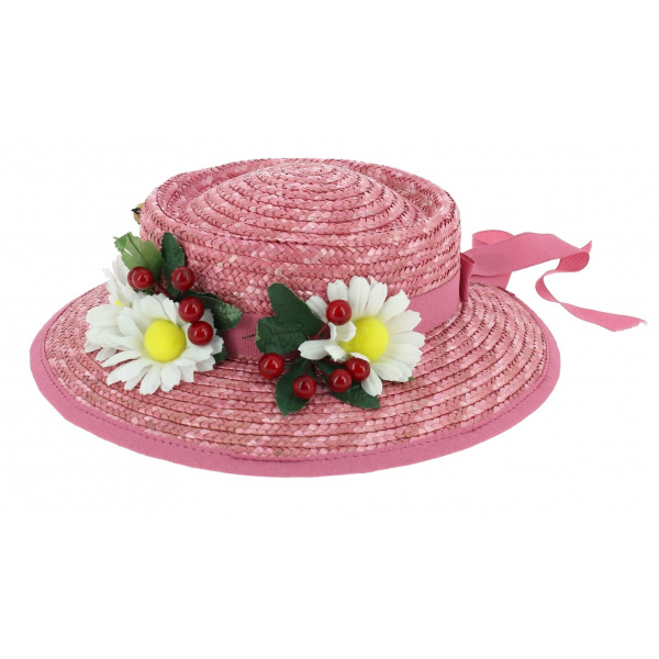 Chapeau Mary Poppins Paille Rose - Traclet