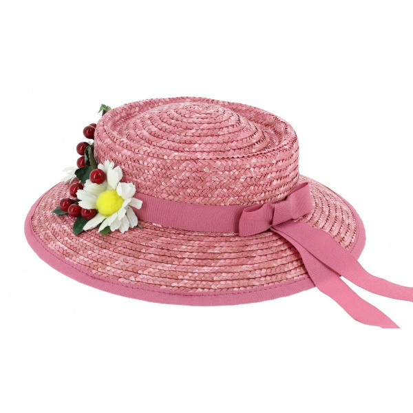 Chapeau Mary Poppins Paille Rose - Traclet