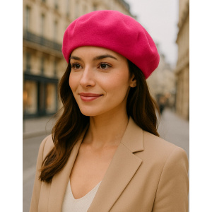 Béret Classique Framboise Laine - Traclet