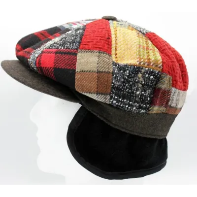 Leopoldo Patchwork 8-Panel Cap with Ear Flaps - Traclet Reference: 22890 | Chapellerie Traclet