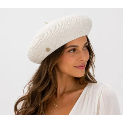 Béret Audrey Paille Papier Blanc - Traclet Reference : 23749 | Chapellerie Traclet