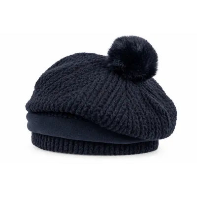 Women's Beret Nelise with Black Pompom - Traclet Reference: 24548 - Traclet hat shop