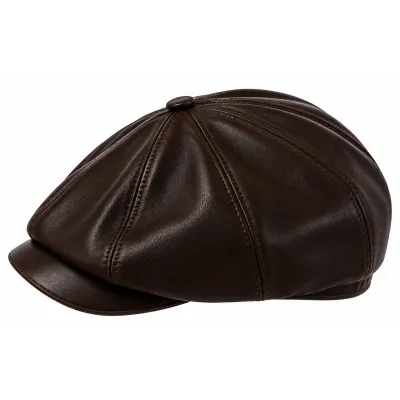 Casquette Hatteras Chester Nappa Cuir Marron Foncé - Traclet Reference : 24662| Chapellerie Traclet