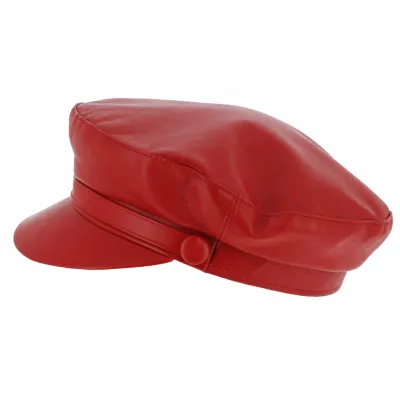 Casquette Marin Stewart Riviera Cuir Rouge - Traclet