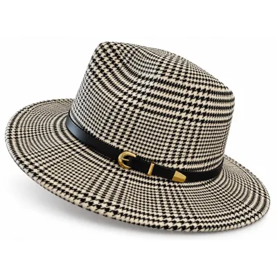 Chapeau Fedora Windsor Noir et Blanc Laine – Traclet