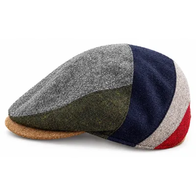 Galway Multicolored Patchwork Virgin Wool Flat Cap - Traclet | Ref: 24708 | Traclet Hat Shop