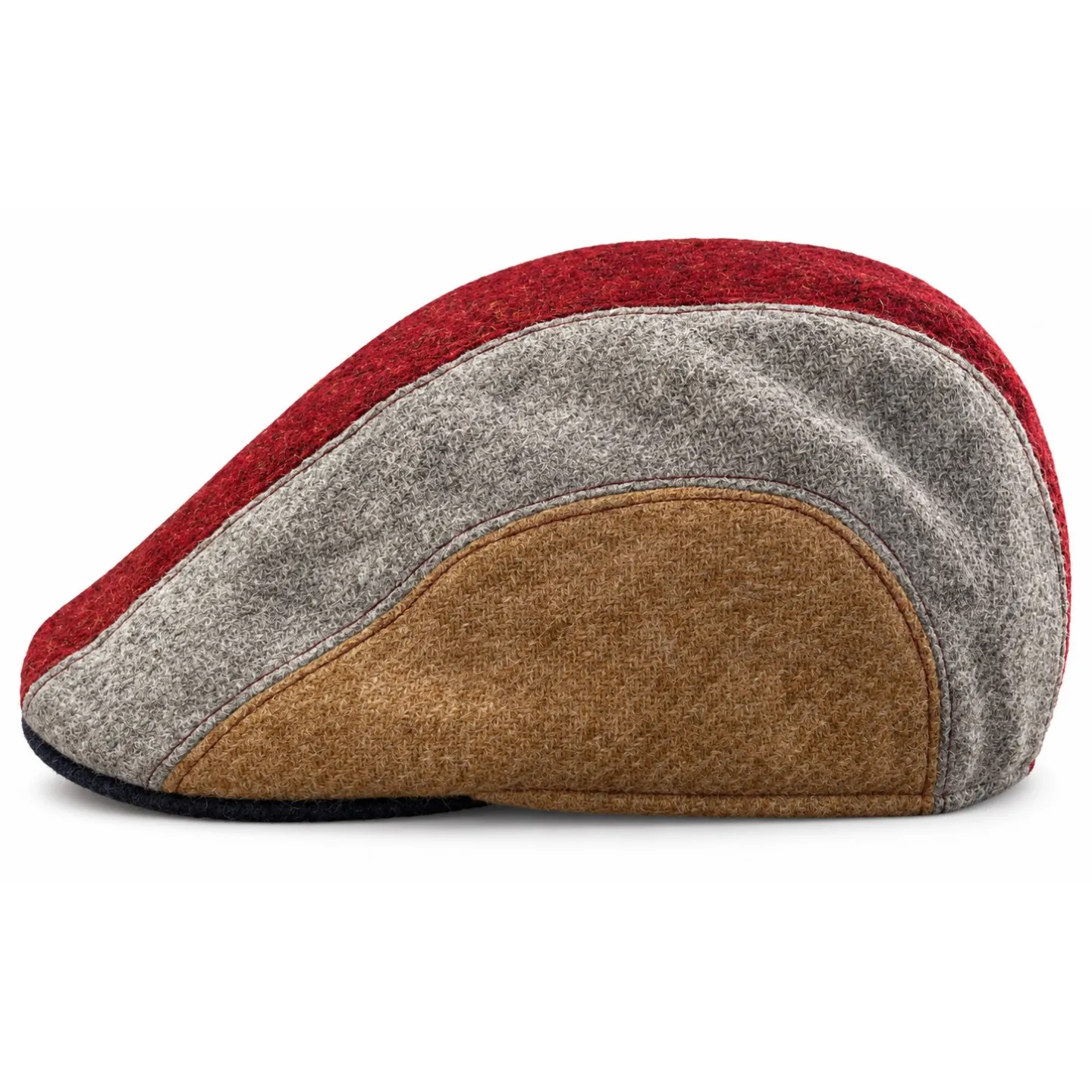 Casquette Plate Connemara Patchwork Laine Vierge Multicolore – Traclet