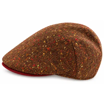 Casquette Plate Donegal Tweed Rouille Laine Vierge - Traclet