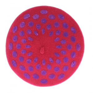 Beret à pois fushia