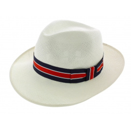 Chapeau Fedora Blanc à Large Bord Avec Boucle à 3 Anneaux