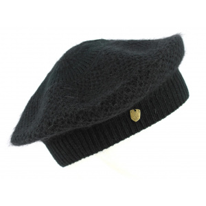 Béret Nid d'Abeilles Angora Noir- Traclet