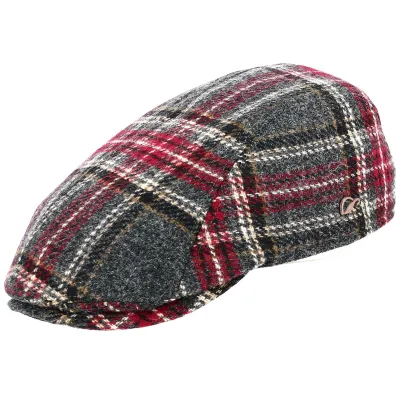 Casquette Plate Jackson laine grise & rouge - Göttmann