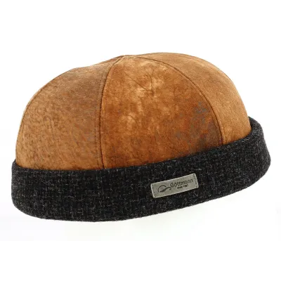 Bonnet Docker Jersey Cuir Camel - Göttmann Reference : 7614 | Chapellerie Traclet