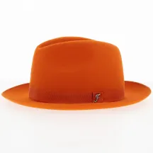 Chapeau Fédora Le Chazelles Feutre Poil Orange vif - Fléchet